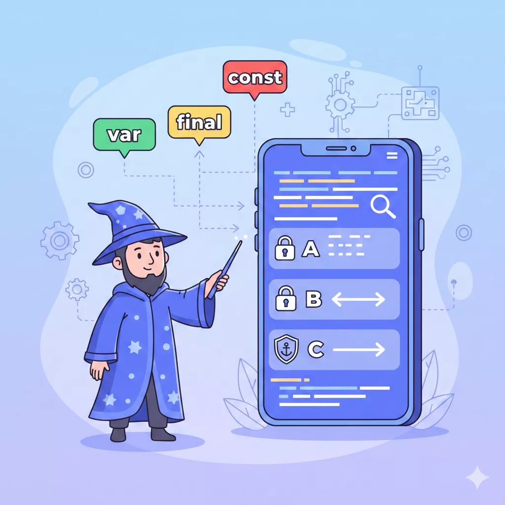 Flutter(Dart) 코드 작성 기본: var / final / const로 변수 선언