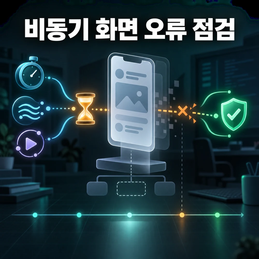 Flutter 화면이 사라진 뒤 도착한 비동기 작업을 수명주기 경계에서 취소하는 점검 과정 일러스트